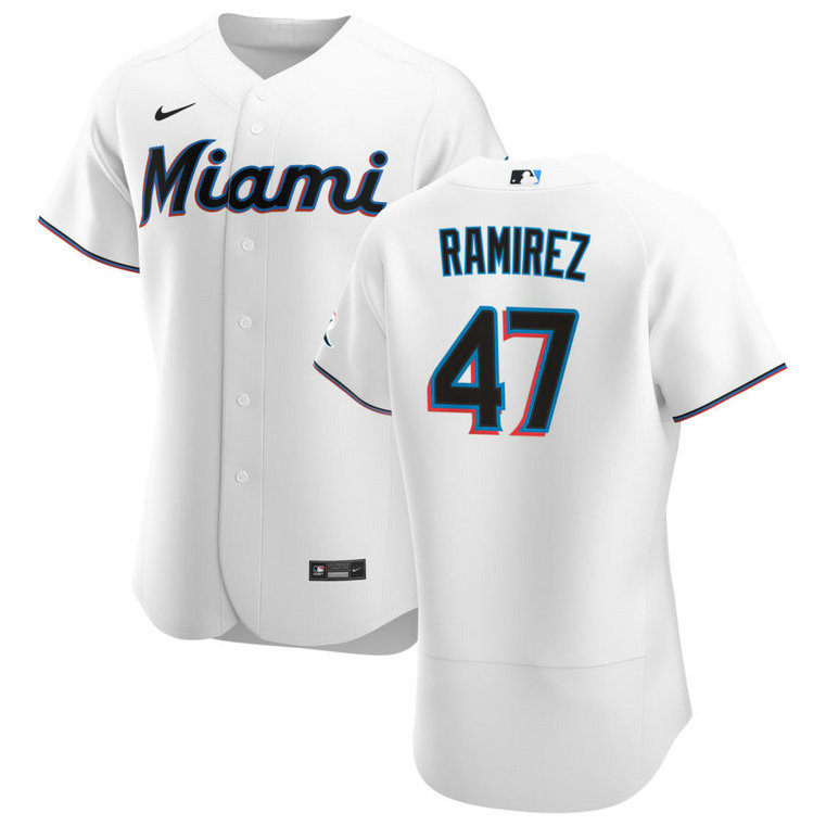 Miami Marlins #47 Harold Ramirez Men's Nike White Home 2020 Authentic Player MLB Jersey