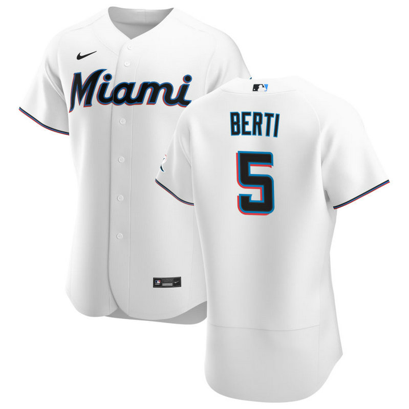 Miami Marlins #5 Jon Berti Men's Nike White Home 2020 Authentic Player MLB Jersey