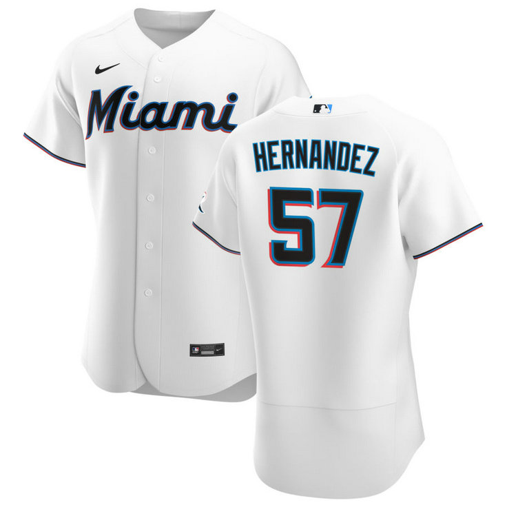 Miami Marlins #57 Elieser Hernandez Men's Nike White Home 2020 Authentic Player MLB Jersey