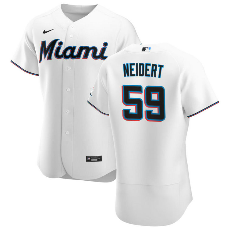 Miami Marlins #59 Nick Neidert Men's Nike White Home 2020 Authentic Player MLB Jersey