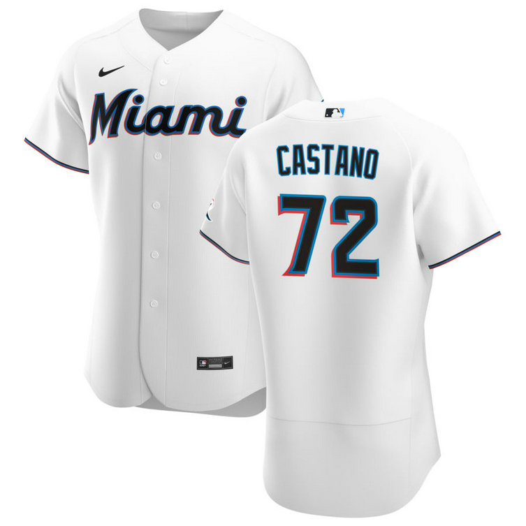 Miami Marlins #72 Daniel Castano Men's Nike White Home 2020 Authentic Player MLB Jersey