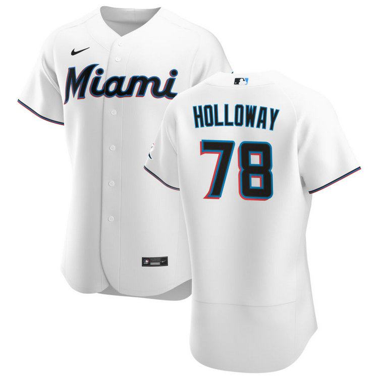 Miami Marlins #78 Jordan Holloway Men's Nike White Home 2020 Authentic Player MLB Jersey