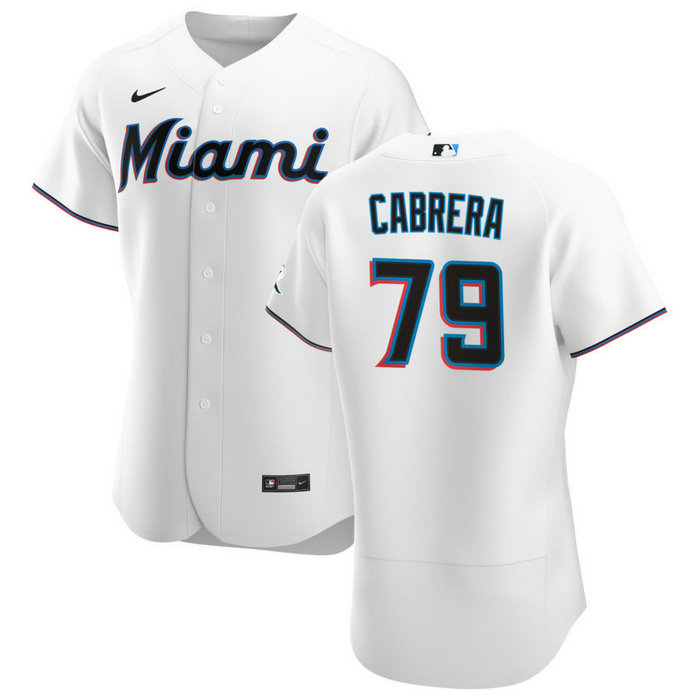 Miami Marlins #79 Edward Cabrera Men's Nike White Home 2020 Authentic Player MLB Jersey