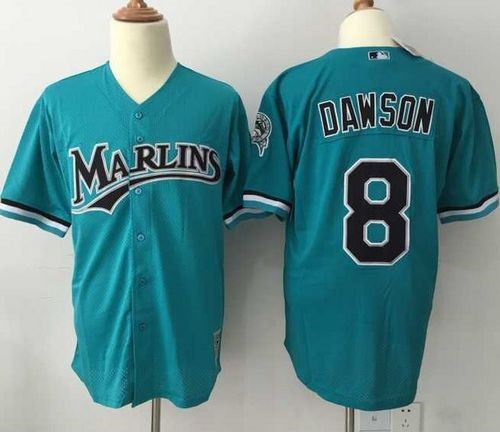 Miami Marlins 8 Andre Dawson Green Throwback Mitchell And Ness 1995 MLB Jersey
