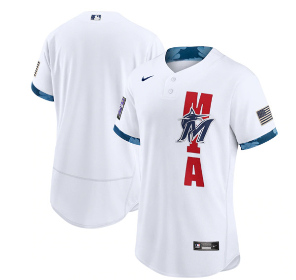 Miami Marlins Blank 2021 White All-Star Flex Base Stitched MLB Jersey