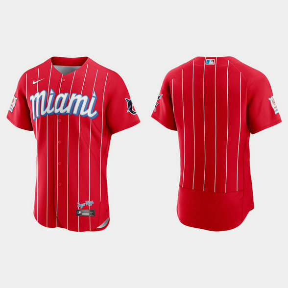 Miami Marlins Men's Nike 2021 City Connect Authentic MLB Jersey Red