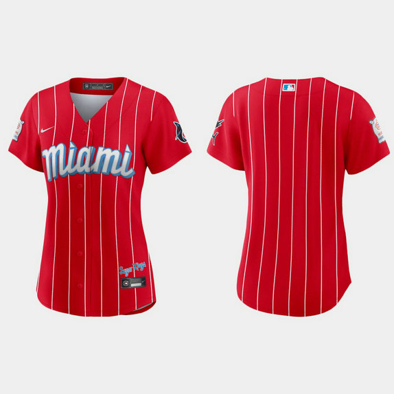 Miami Marlins Women's Nike 2021 City Connect Authentic MLB Jersey Red