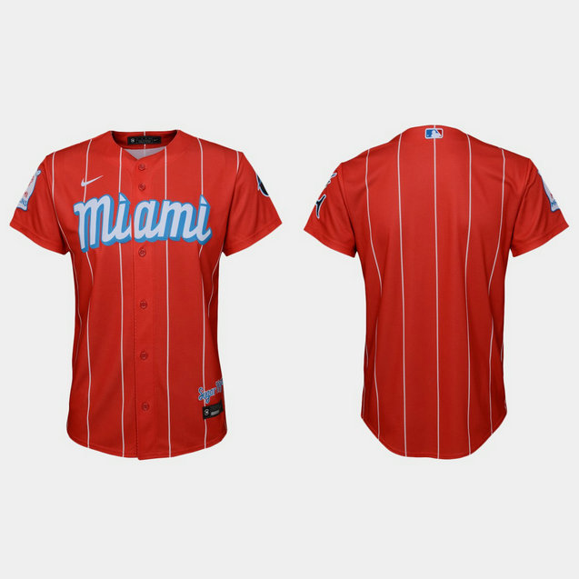 Miami Marlins Youth Nike 2021 City Connect Authentic MLB Jersey Red