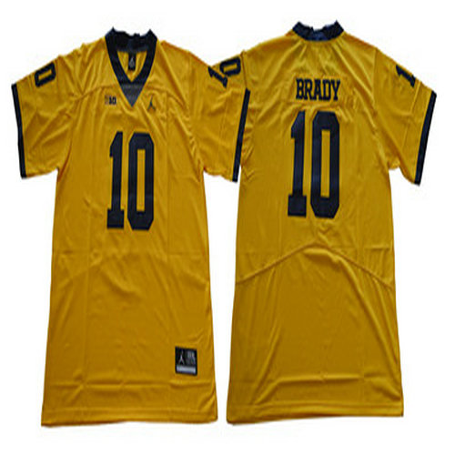 Michigan Wolverines #10 Tom Brady Gold College Football Jersey
