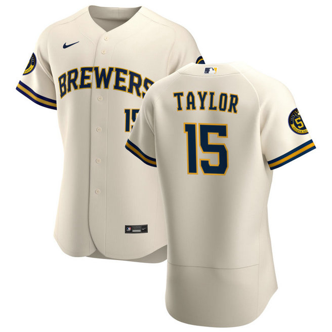 Milwaukee Brewers #15 Tyrone Taylor Men's Nike Cream Home 2020 Authentic Player MLB Jersey