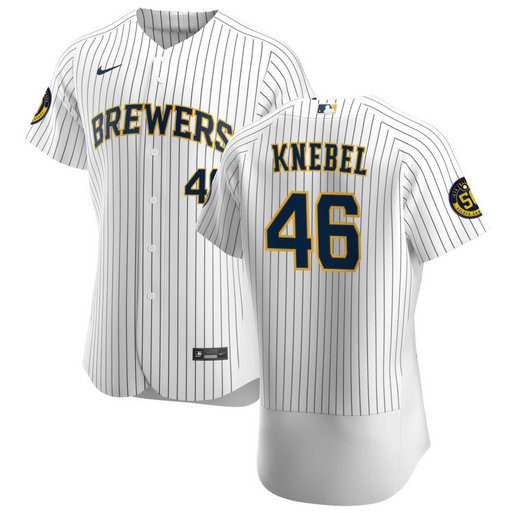 Milwaukee Brewers #46 Corey Knebel Men's Nike White Home 2020 Authentic Player MLB Jersey