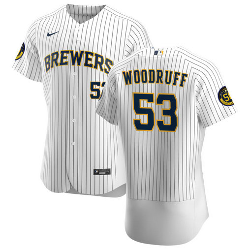 Milwaukee Brewers #53 Brandon Woodruff Men's Nike White Home 2020 Authentic Player MLB Jersey