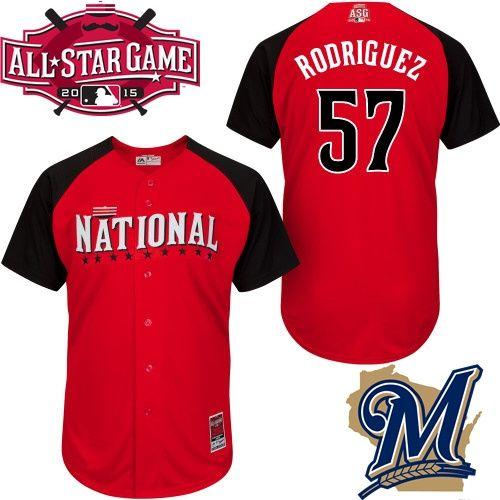 Milwaukee Brewers 57 Francisco Rodriguez Red 2015 All-Star National League Baseball jersey
