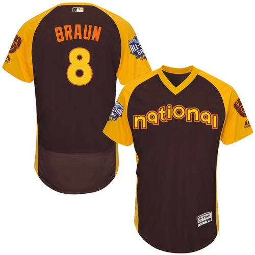 Milwaukee Brewers 8 Ryan Braun Brown Flexbase Authentic Collection 2016 All-Star National League Baseball Jersey