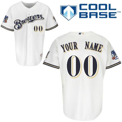 Milwaukee Brewers Personalized Custom White MLB Jersey