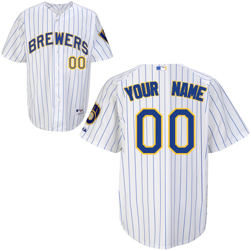 Milwaukee Brewers Personalized Custom white strip MLB Jersey