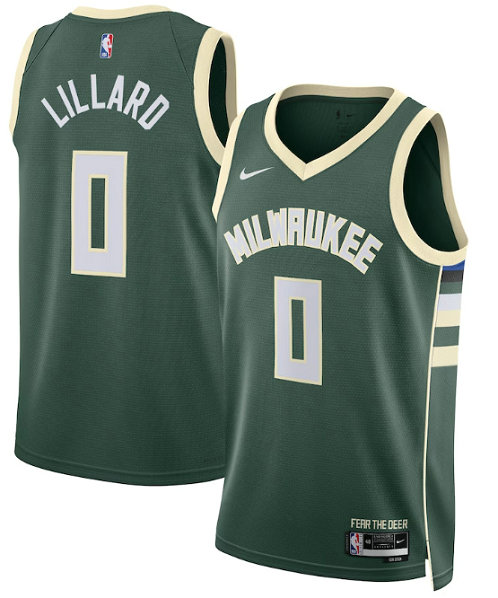 Milwaukee Bucks #0 Damian Lillard Green Jersey