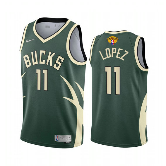 Milwaukee Bucks #11 Brook Lopez Men's 2021 NBA Finals Bound Swingman Earned Edition Jersey Green