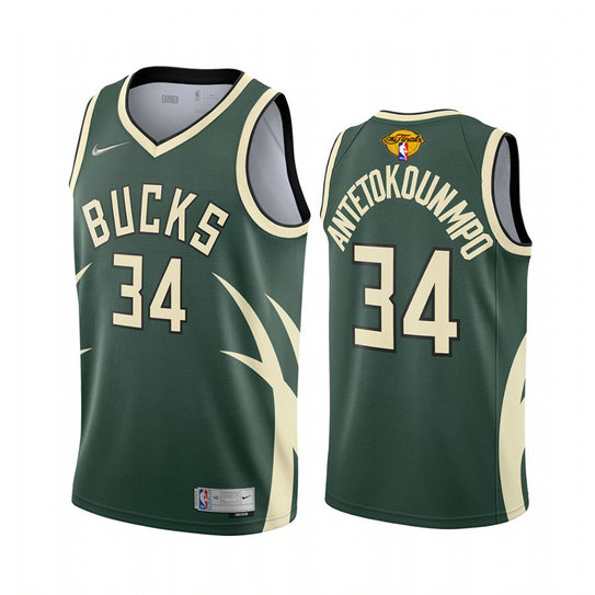 Milwaukee Bucks #34 Giannis Antetokounmpo Men's 2021 NBA Finals Bound Swingman Earned Edition Jersey Green