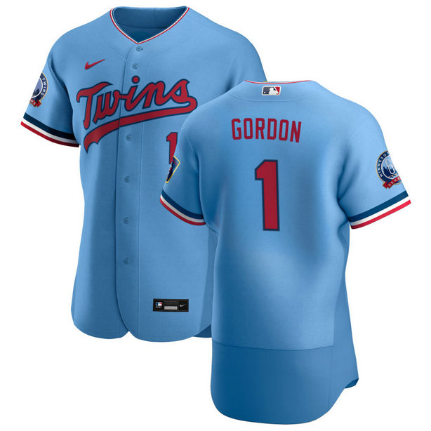 Minnesota Twins #1 Nick Gordon Men's Nike Light Blue Alternate 2020 60th Season Authentic Team MLB Jersey
