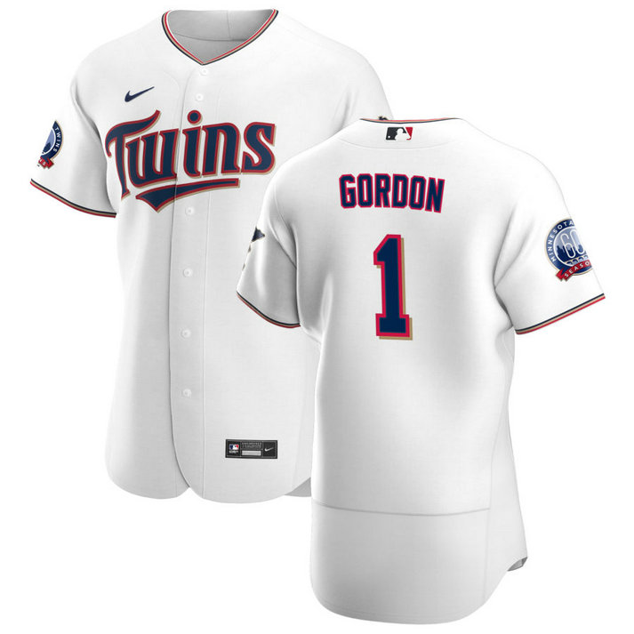 Minnesota Twins #1 Nick Gordon Men's Nike White Home 2020 60th Season Authentic Team MLB Jersey