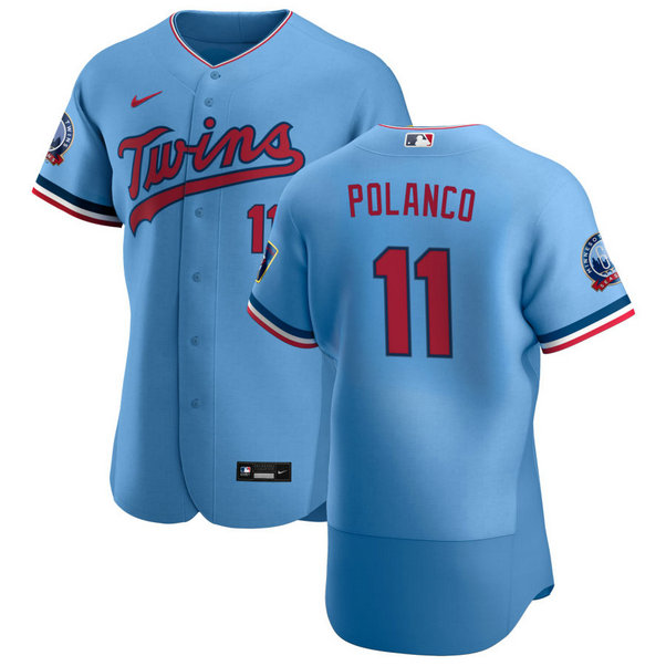 Minnesota Twins #11 Jorge Polanco Men's Nike Light Blue Alternate 2020 60th Season Authentic Team MLB Jersey