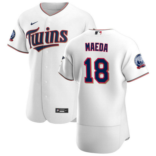 Minnesota Twins #18 Kenta Maeda Men's Nike White Home 2020 60th Season Authentic Team MLB Jersey