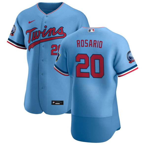 Minnesota Twins #20 Eddie Rosario Men's Nike Light Blue Alternate 2020 60th Season Authentic Team MLB Jersey