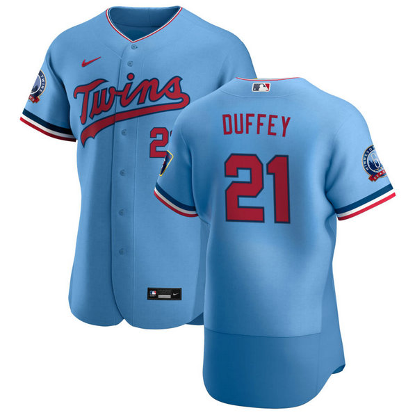 Minnesota Twins #21 Tyler Duffey Men's Nike Light Blue Alternate 2020 60th Season Authentic Team MLB Jersey