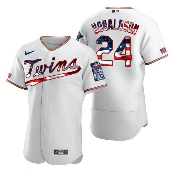 Minnesota Twins #24 Josh Donaldson Men's Nike White Fluttering USA Flag Limited Edition Authentic MLB Jersey