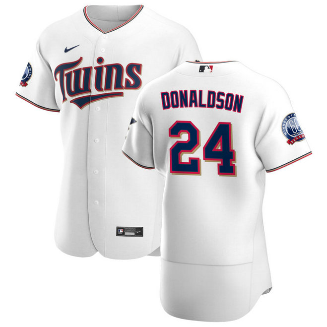 Minnesota Twins #24 Josh Donaldson Men's Nike White Home 2020 60th Season Authentic Team MLB Jersey
