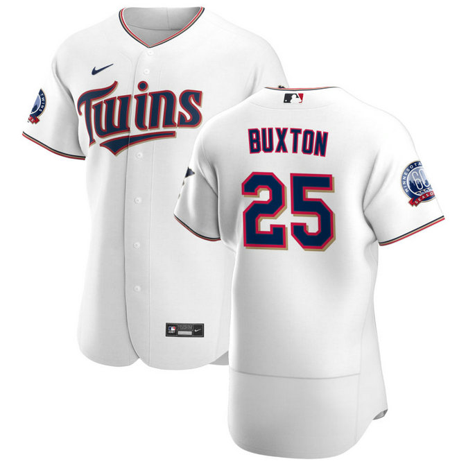 Minnesota Twins #25 Byron Buxton Men's Nike White Home 2020 60th Season Authentic Team MLB Jersey