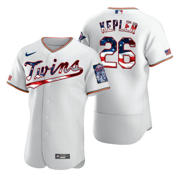 Minnesota Twins #26 Max Kepler Men's Nike White Fluttering USA Flag Limited Edition Authentic MLB Jersey