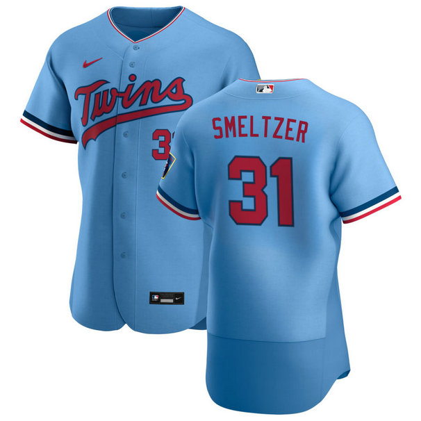 Minnesota Twins #31 Devin Smeltzer Men's Nike Light Blue Alternate 2020 Authentic Team MLB Jersey