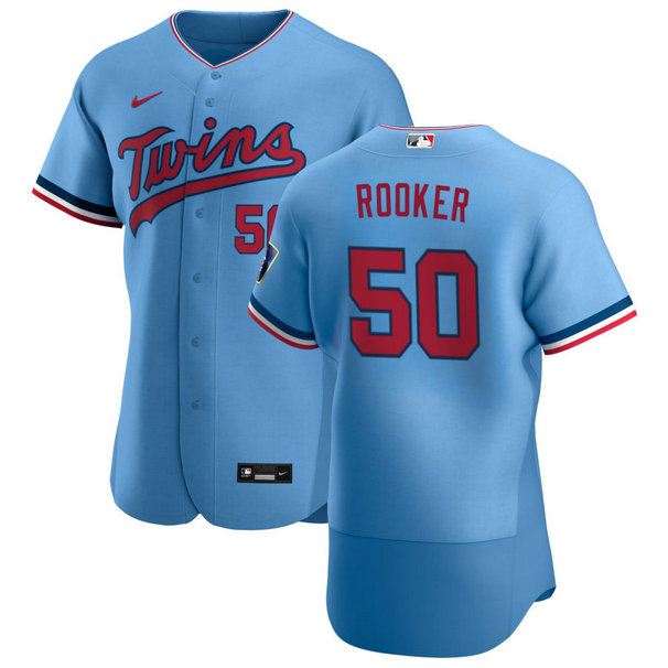 Minnesota Twins #50 Brent Rooker Men's Nike Light Blue Alternate 2020 Authentic Team MLB Jersey