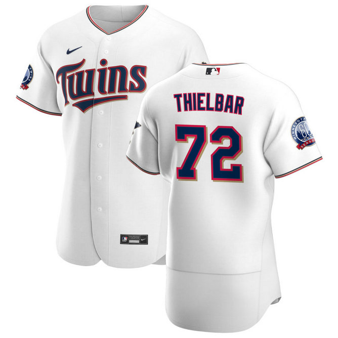 Minnesota Twins #72 Caleb Thielbar Men's Nike White Home 2020 60th Season Authentic Team MLB Jersey