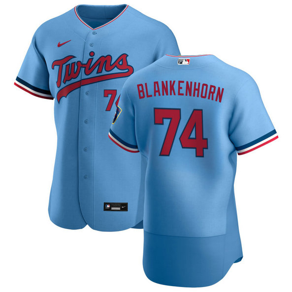 Minnesota Twins #74 Travis Blankenhorn Men's Nike Light Blue Alternate 2020 Authentic Team MLB Jersey