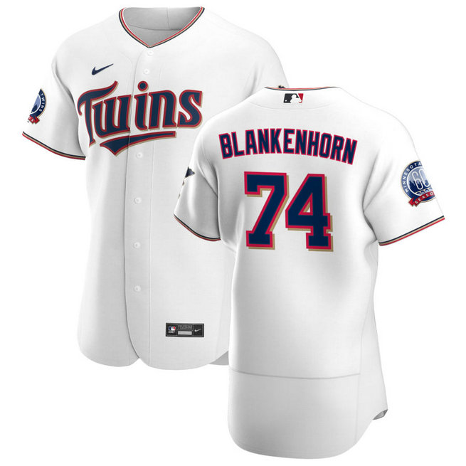 Minnesota Twins #74 Travis Blankenhorn Men's Nike White Home 2020 60th Season Authentic Team MLB Jersey