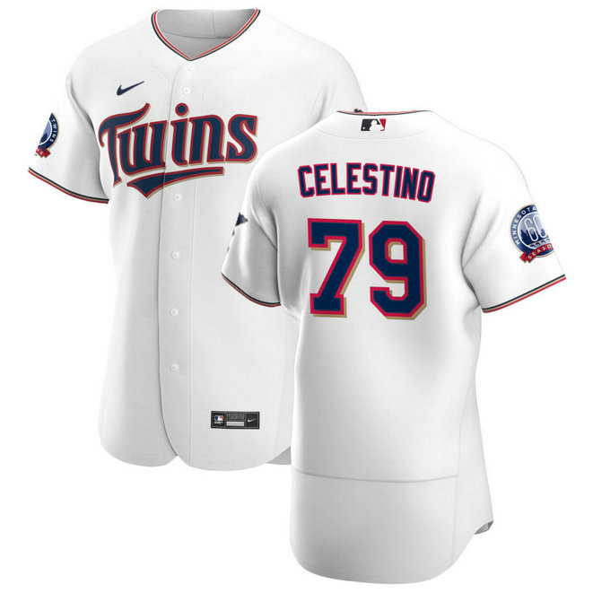 Minnesota Twins #79 Gilberto Celestino Men's Nike White Home 2020 60th Season Authentic Team MLB Jersey