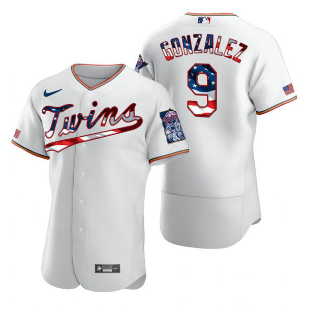 Minnesota Twins #9 Marwin Gonzalez Men's Nike White Fluttering USA Flag Limited Edition Authentic MLB Jersey