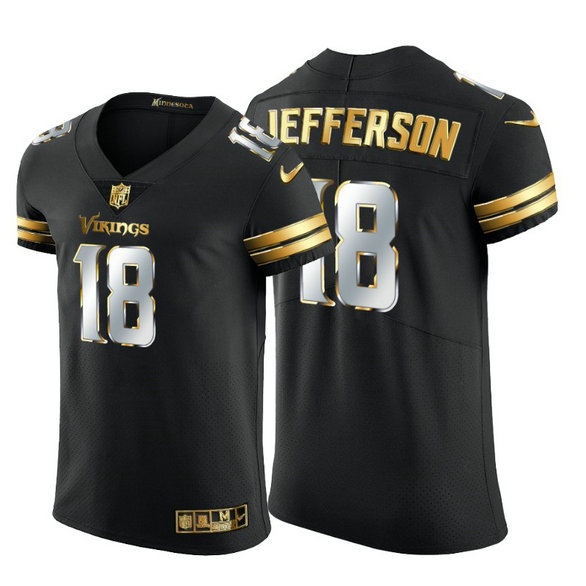 Minnesota Vikings #18 Justin Jefferson Men's Nike Black Edition Vapor Untouchable Elite NFL Jersey
