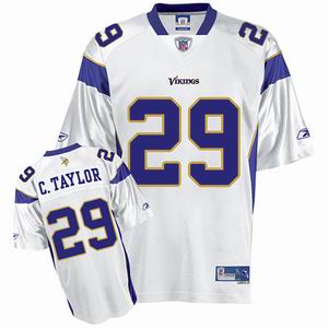 Minnesota Vikings #29 Chester Taylor Premier White 50th Anniversary Patch Jersey