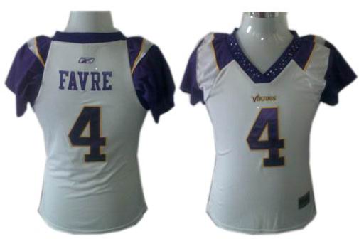 Minnesota Vikings #4 Brett Favre Women Field Flirt Fashion Jerseys white