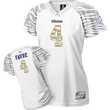 Minnesota Vikings #4 Brett Favre Women Zebra Field Flirt Fashion Jersey white