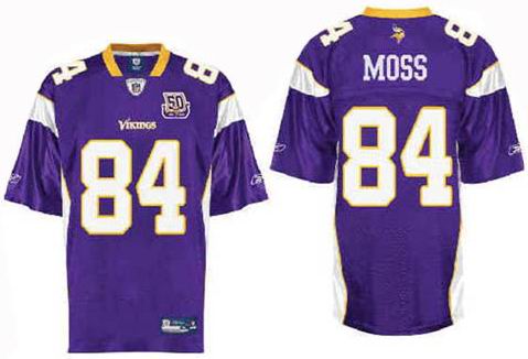 Minnesota Vikings #84 Randy Moss purple with 50TH patch jerseys