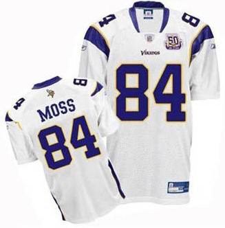 Minnesota Vikings #84 Randy Moss white with 50TH patch jerseys