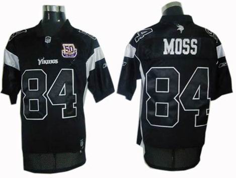 Minnesota Vikings #84 Randy Moss with 50TH patch jerseys black