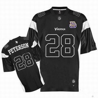 Minnesota Vikings Adrian Peterson #28 Black Jersey 50th Anniversary Patch