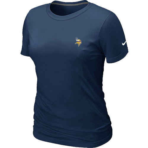 Minnesota Vikings Chest embroidered logo women's T-Shirt  D.Blue