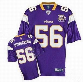 Minnesota Vikings E.J. Henderson #56 Purple Jersey 50th Anniversary Patch